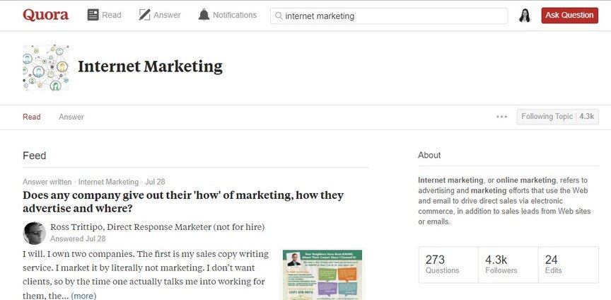 Use Quora to find customer questions