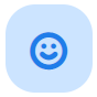 A blue smiley face icon with a simple, happy expression inside a light blue circle.