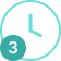 Icon of a clock face showing 3 o'clock.