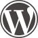 Logo of WordPress, consisting of a white 'W' inside a gray circle.