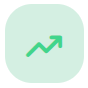 Icon of an upward trending arrow on a light green background.