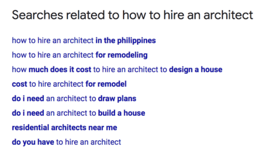 related searches for how to hire an architect