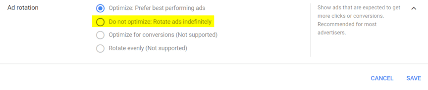 responsive display ad rotation setting preview