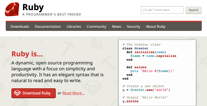 Using Ruby programmatic language for website design