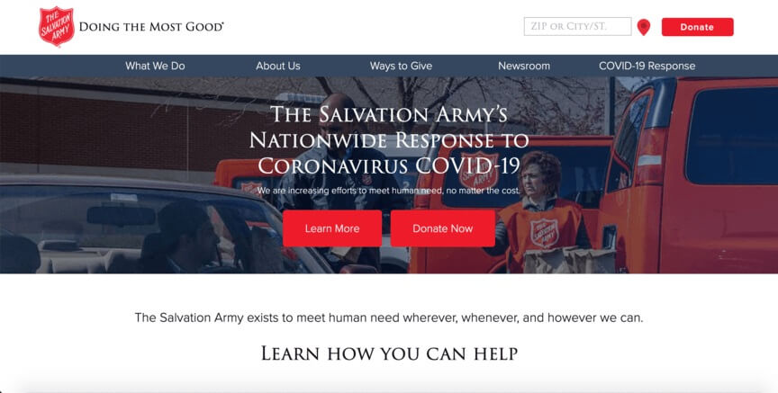 salvation army website page