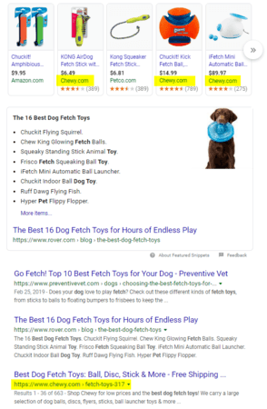 examples of sem and seo in results