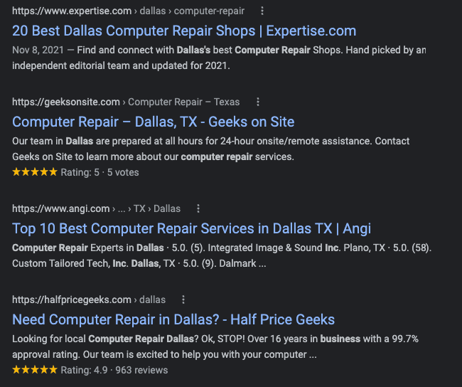 search results computer repair