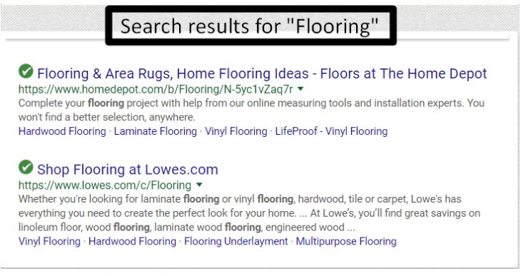 search results page for flooring