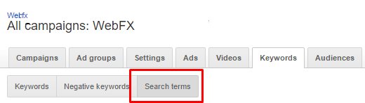 search terms in google ads preview