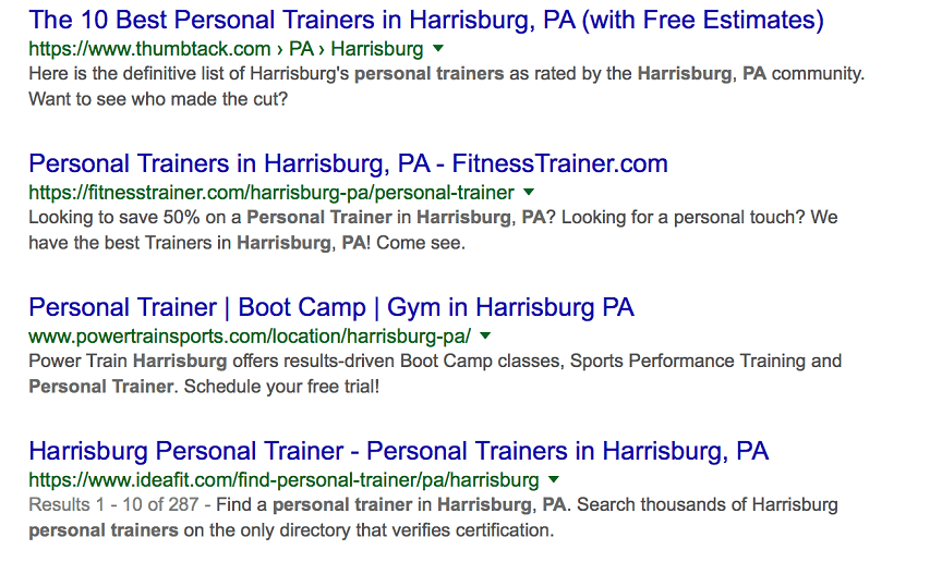 seo for personal trainers