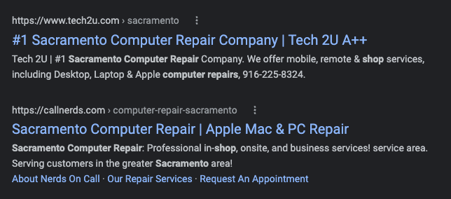 seo listing computer repair shop