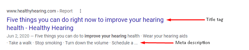 seo title tag meta audiologist