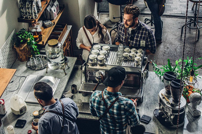 Local customers purchasing at a coffee shop