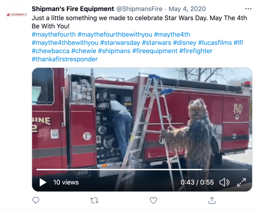 shipmans fire equipment twitter post