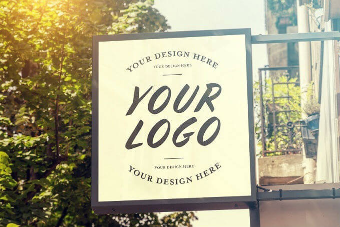 sign reads your logo here