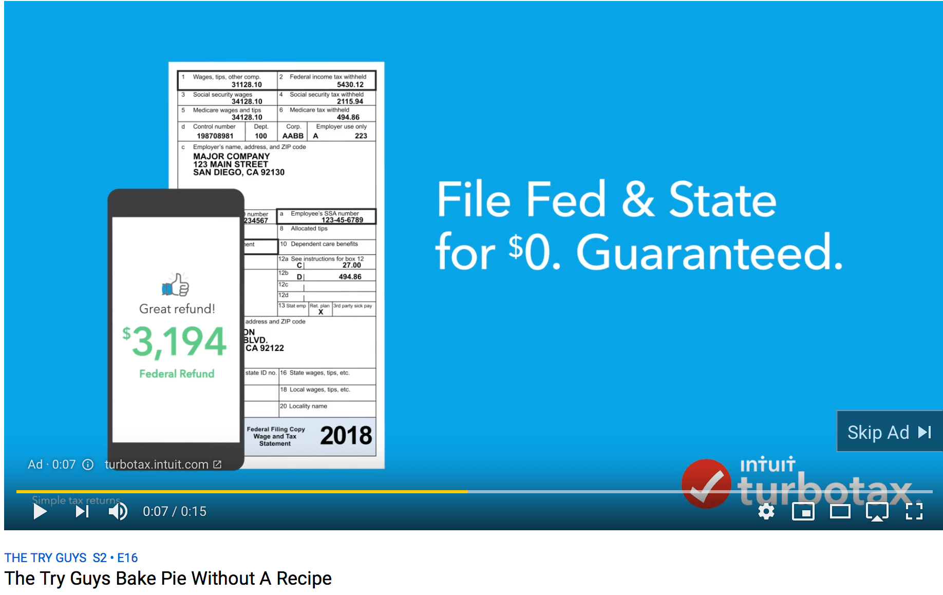 Skippable YouTube advertisement example