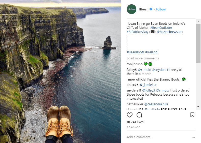 outdoor product Instagram post example