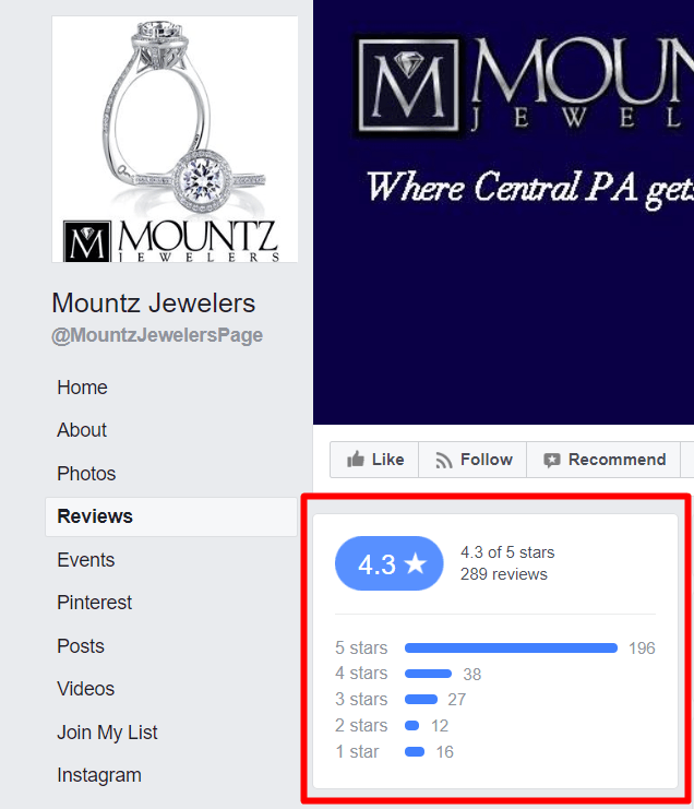 Mountz Jewelers star rating reviews