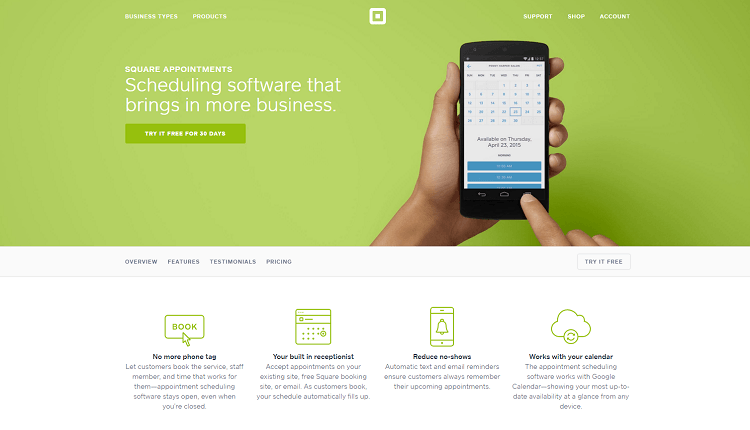 Square landing page