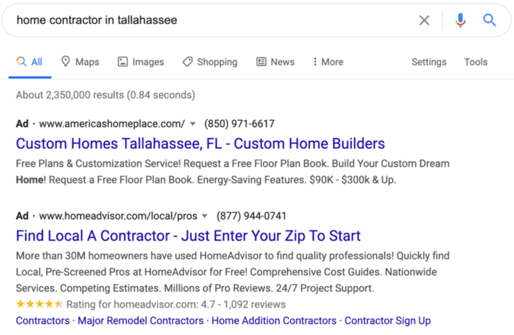 tallahassee ad listing home builders