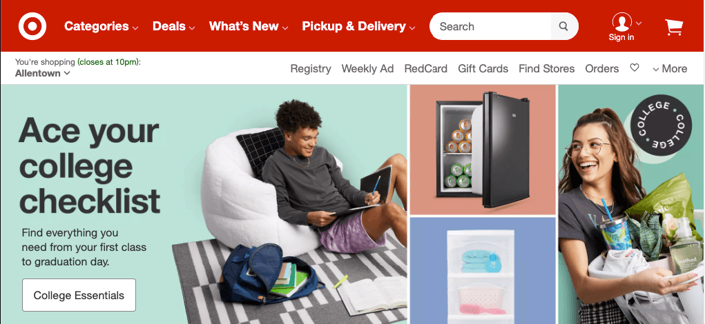 target homepage