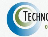 Partial logo with the word 'TECHNO' and a circular design with overlapping blue and green rings.