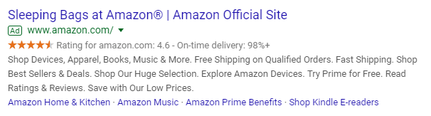 expanded text ad for amazon