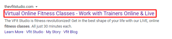 title tag for fitness website