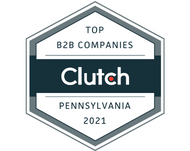 Award badge indicating 'TOP B2B COMPANIES Clutch PENNSYLVANIA 2021'.