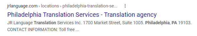 Translator SEO listing