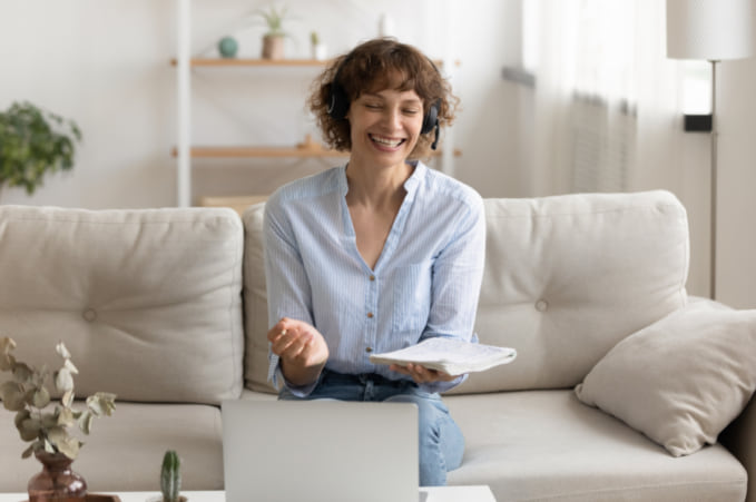 woman video conferencing