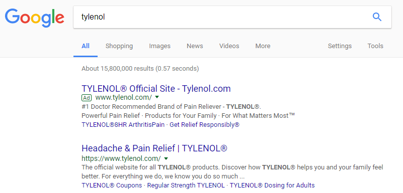 tylenol search