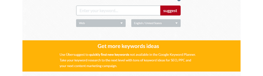 Ubersuggest keyword research tools