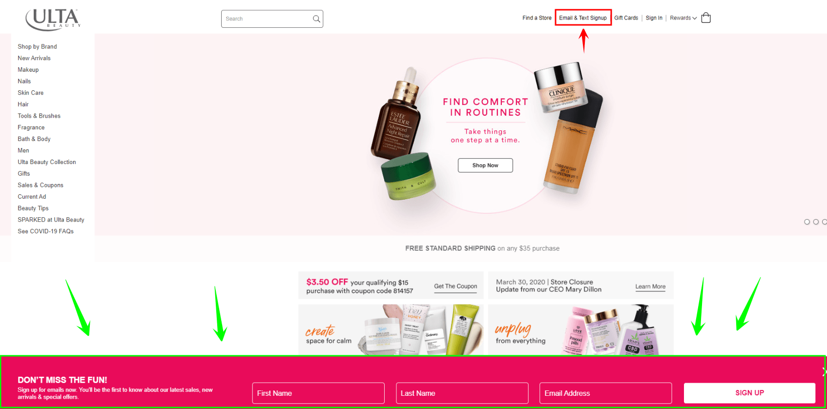 ulta email signup