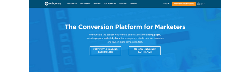 Unbounce homepage