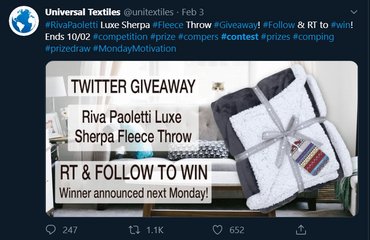 universal textiles contest twitter social media promotion 1