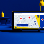Tablet displaying urgent care location map