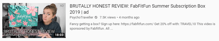 A screenshot of a video review about FabFitFun