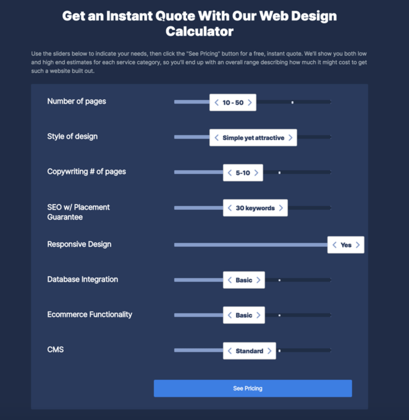 web design calculator new design