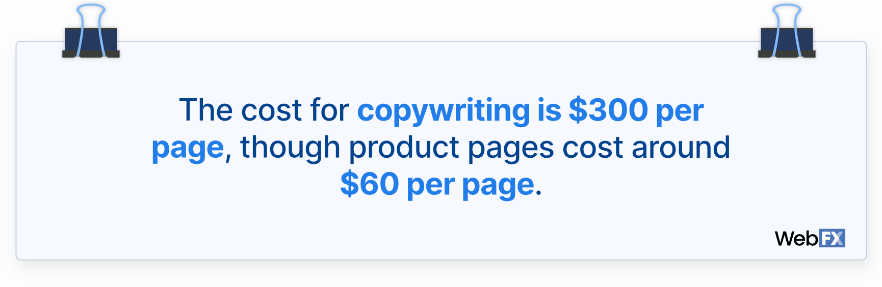 A statement on the average cost of copywriting for web design prices