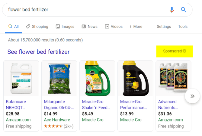 flower bed fertilizer shopping ads