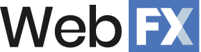 The logo of WebFX, with 'Web' in black font and 'FX' in blue font.