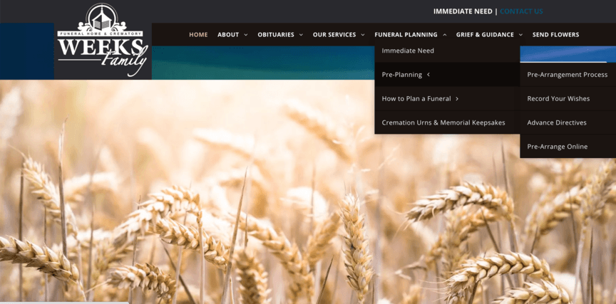 weeks family funeral home navigation