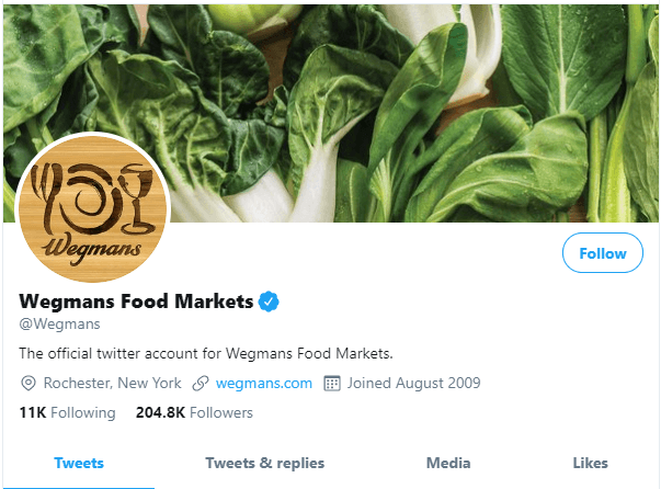 Wegman's Twitter page