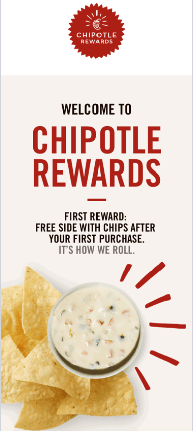 Chipotle rewards welcome email