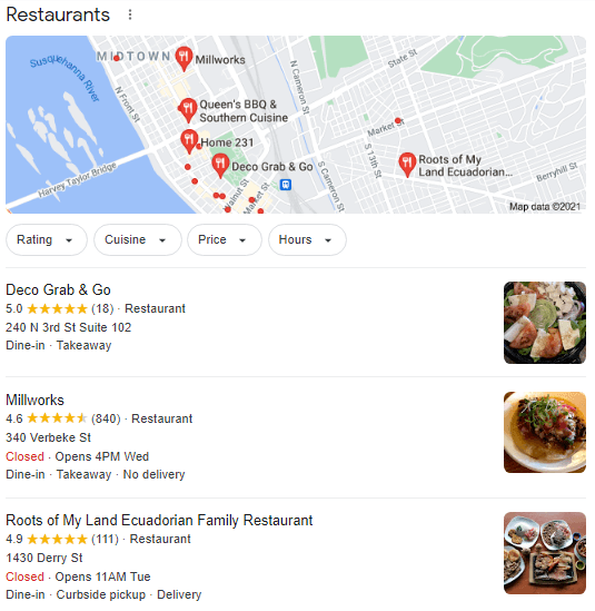 Enterprise local SEO SERP example