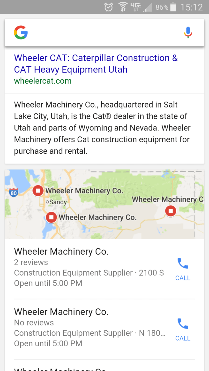 Heavy Equipment Local SEO Mobile