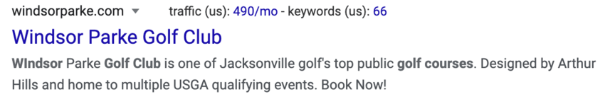 golf course title and meta description example