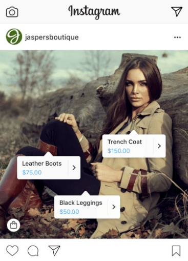 Instagram shopping products example