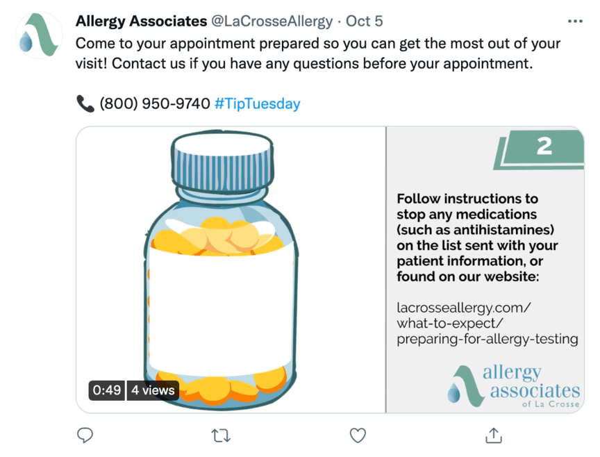 allergy associates twitter post